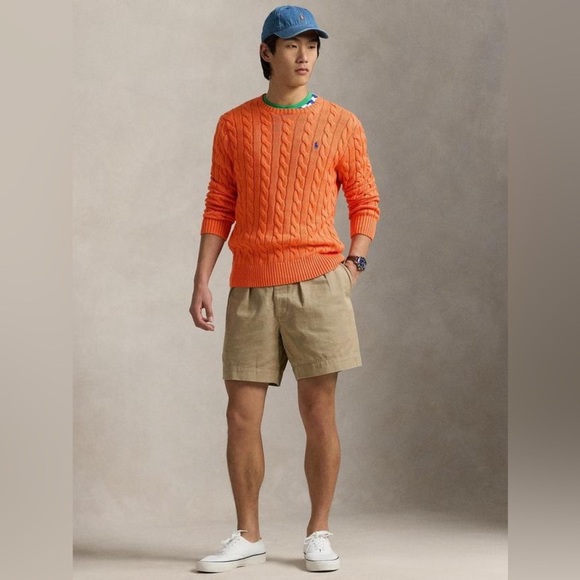 Polo Ralph Lauren Cable Knit Jumper Orange Pullover Sweater unisex - Picture 3 of 15